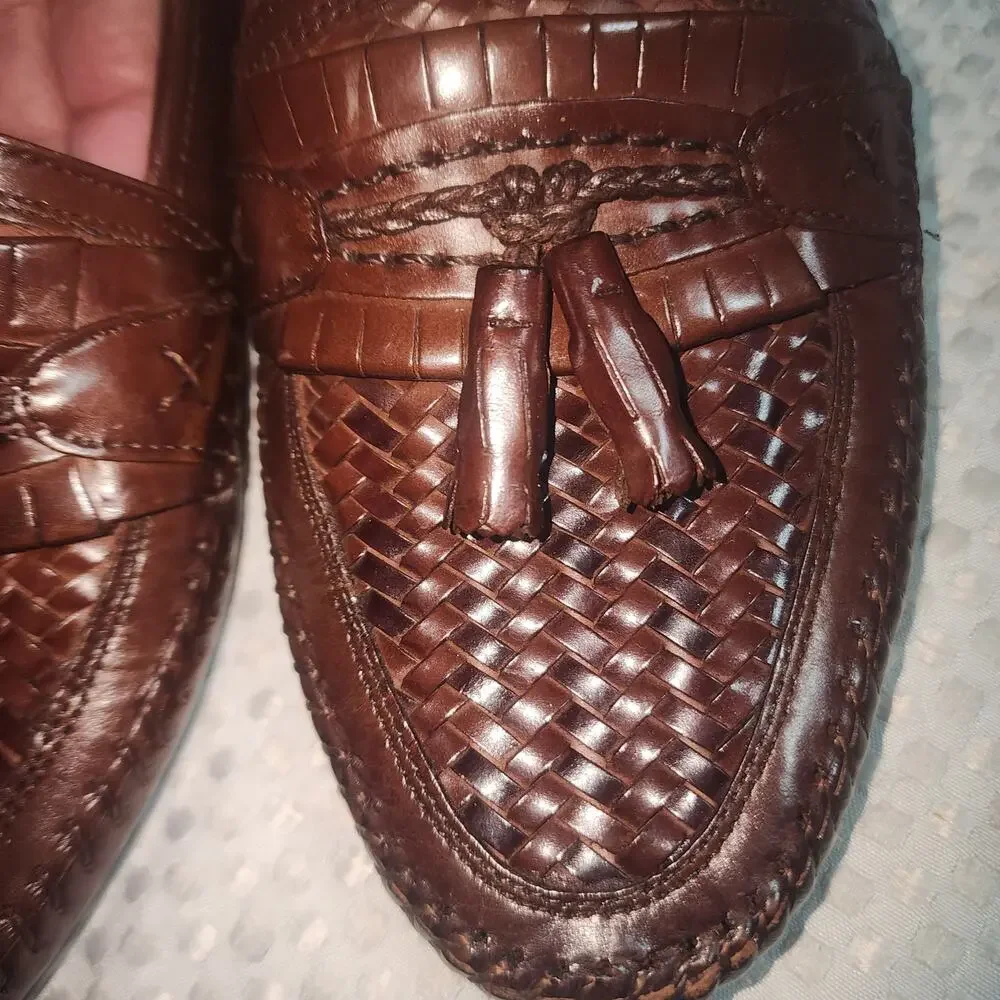 STACY ADAMS EUC MENS SZ 9.5 FLEX WING TIP TASSEL LOAFER SHOES